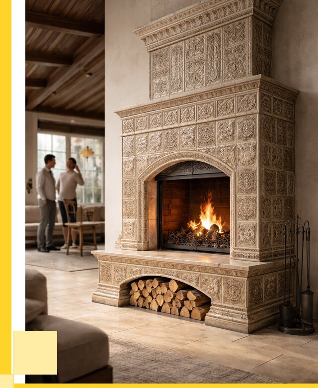 Купить изразцовый камин в Сургуте от 255550 р. | ЭриданСрг