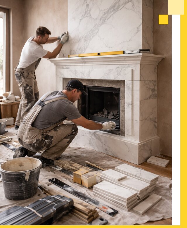 Отделка каминов в Сургуте качественные облицовочные работы