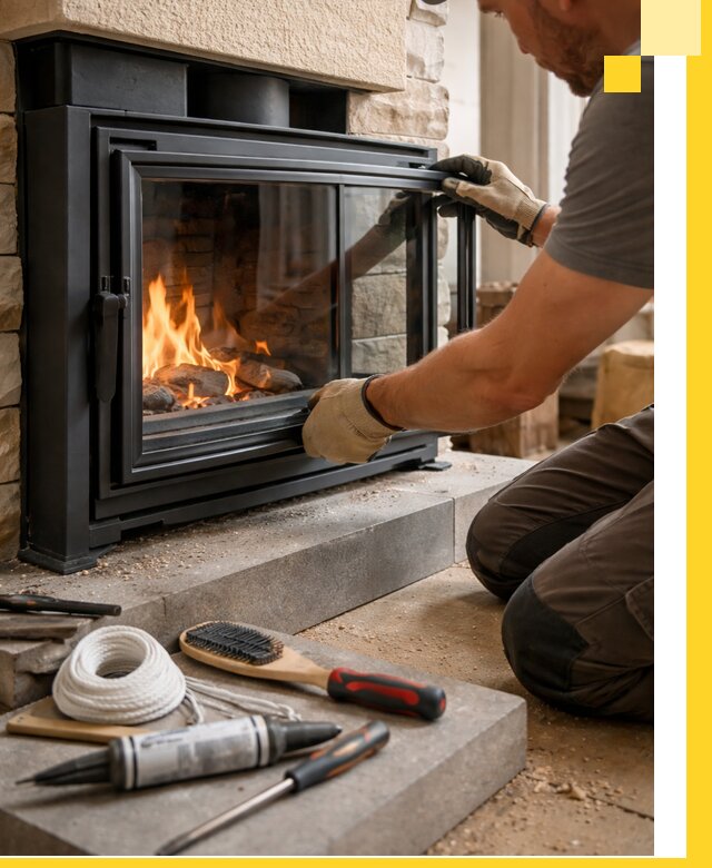 Производство, монтаж и доставка каминов со стеклом в Сургуте