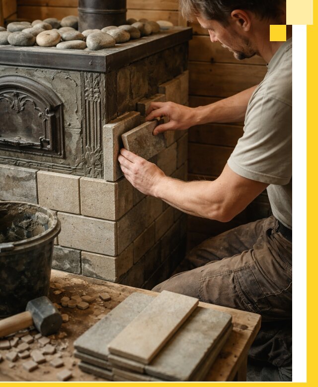 Облицовка банных печей в Сургуте профессиональная отделка