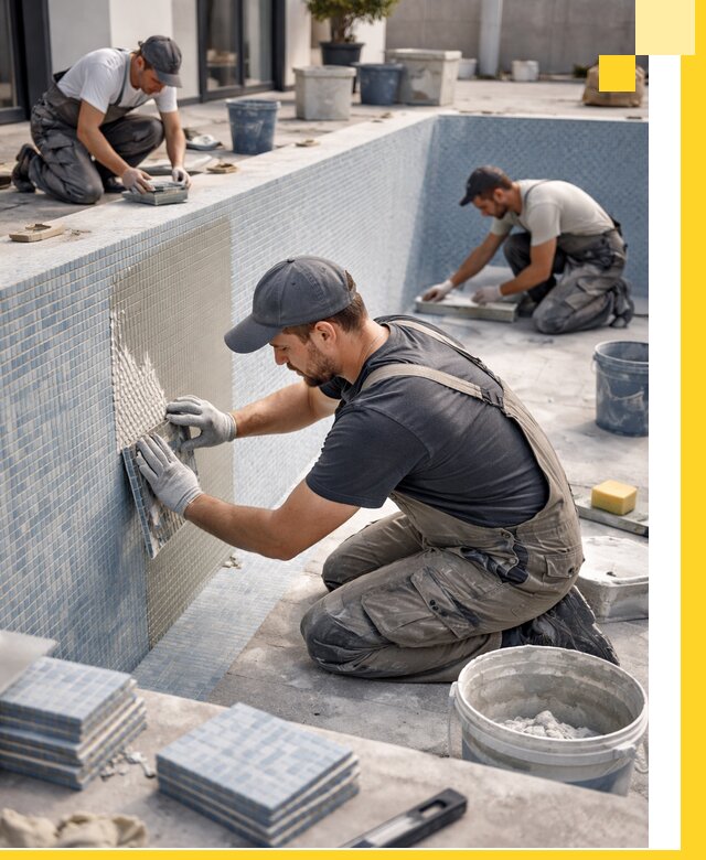 Облицовка бассейнов в Сургуте плитка мозаика гидроизоляция