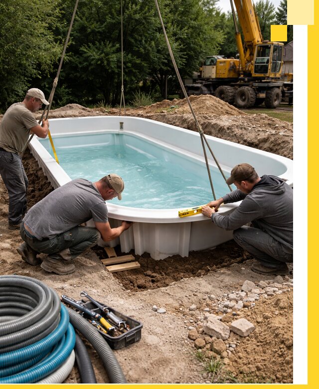 Установка и монтаж композитных бассейнов под ключ в Сургуте