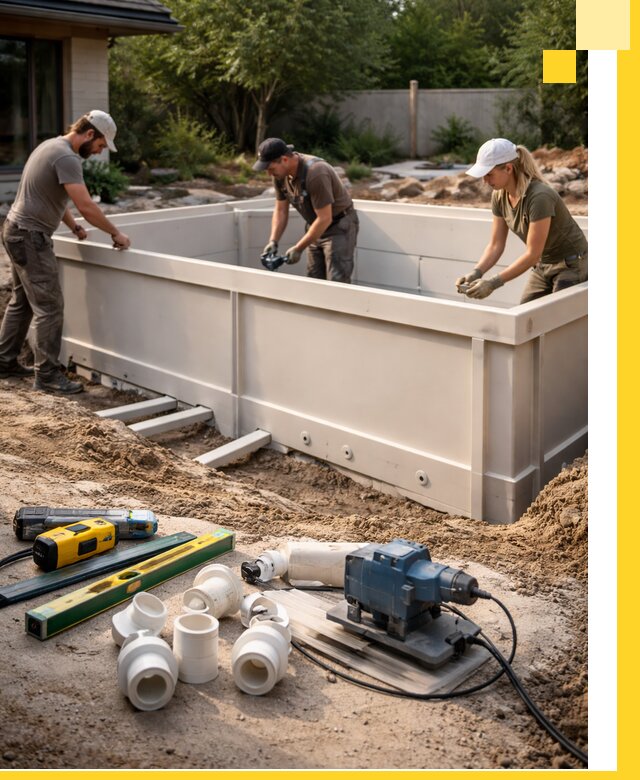 Установка полипропиленовых бассейнов под ключ в Сургуте