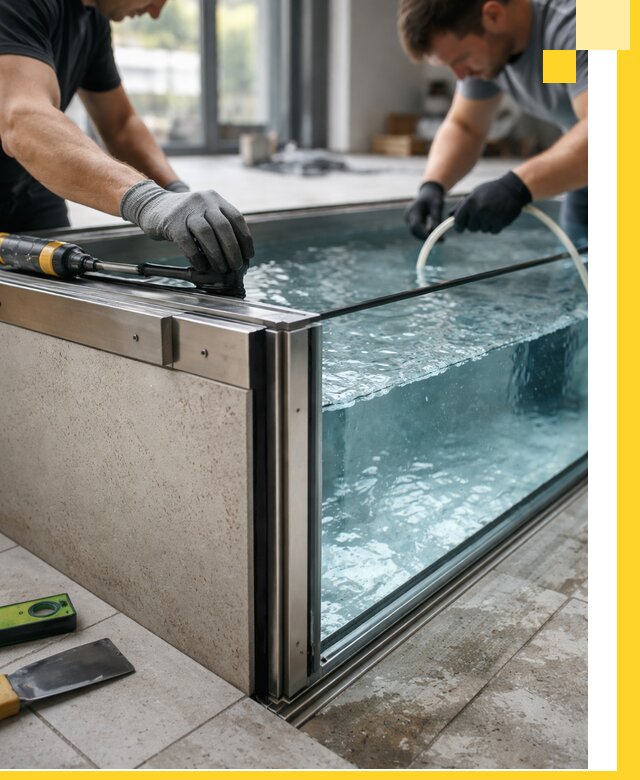 Проектирование и монтаж стеклянных бассейнов в Сургуте