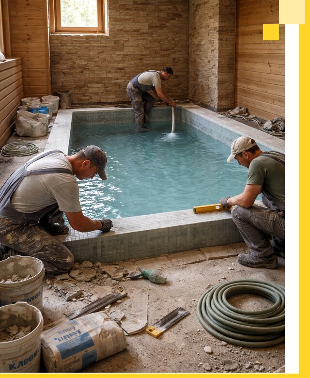 Проектирование и строительство бассейнов для бани в Сургуте