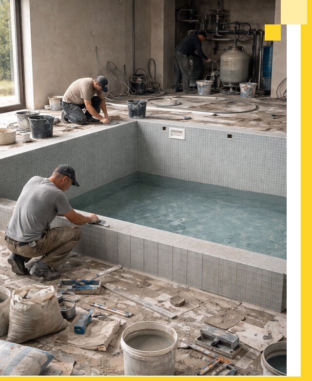 Строительство и монтаж бассейнов в помещении в Сургуте