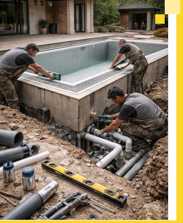 Строительство переливных бассейнов в Сургуте под ключ