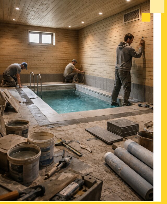 Строительство бани с бассейном и сауной под ключ в Сургуте