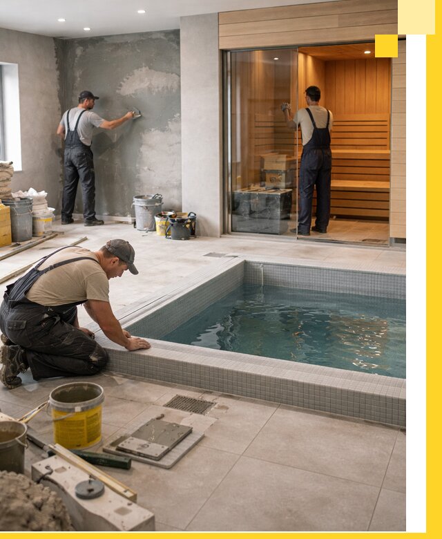 Проектирование и строительство сауны с бассейном в Сургуте