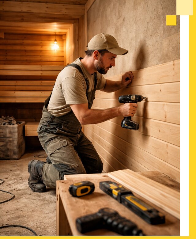 Профессиональная внутренняя отделка бани в Сургуте под ключ