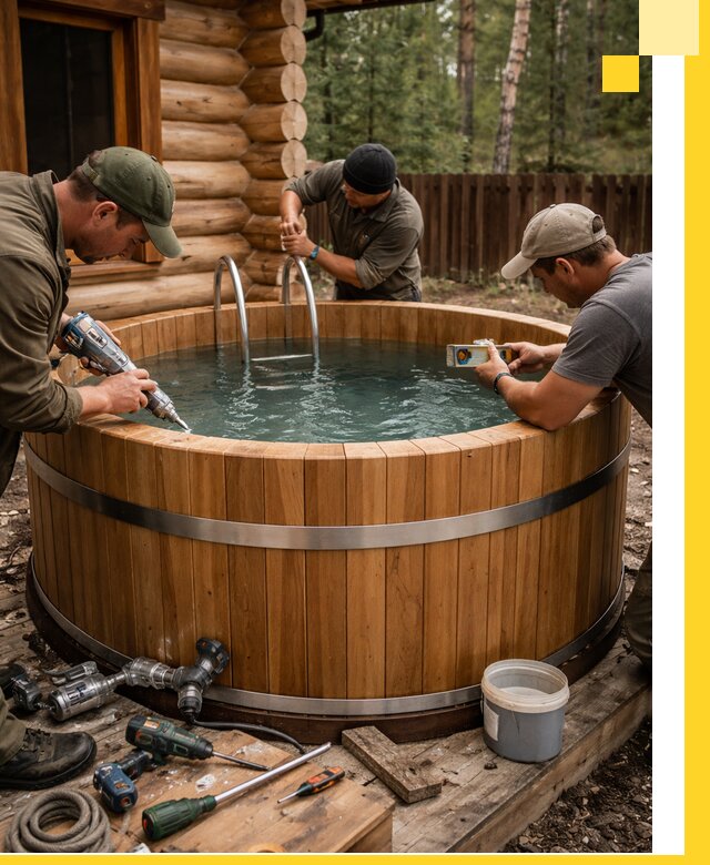 Строительство бань с купелью под ключ и отделкой в Сургуте