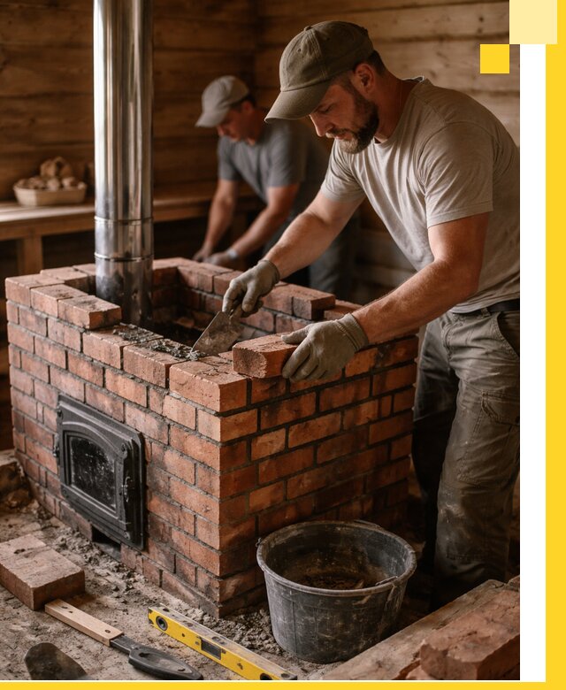 Кирпичные печи для бани под ключ в Сургуте, проект и монтаж