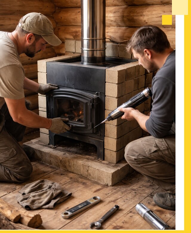 Монтаж и установка печи в бане под ключ с гарантией в Сургуте