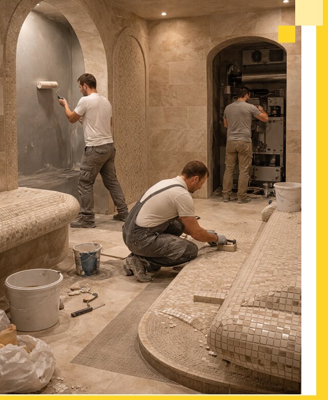 Строительство бани с хамамом и бассейном под ключ в Сургуте