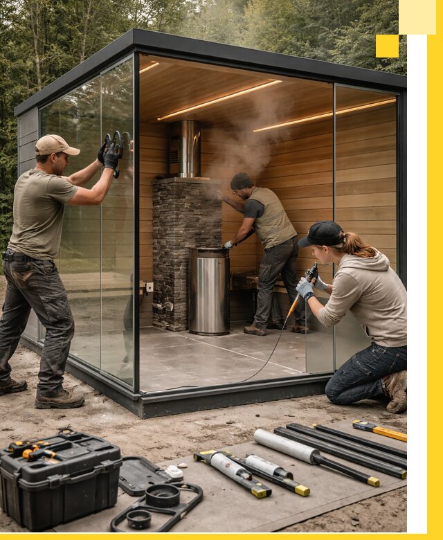 Проектирование и строительство стеклянных бань в Сургуте