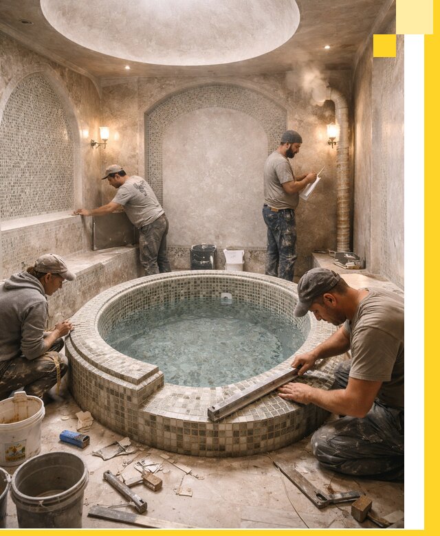 Профессиональное строительство хамама с бассейном в Сургуте под ключ