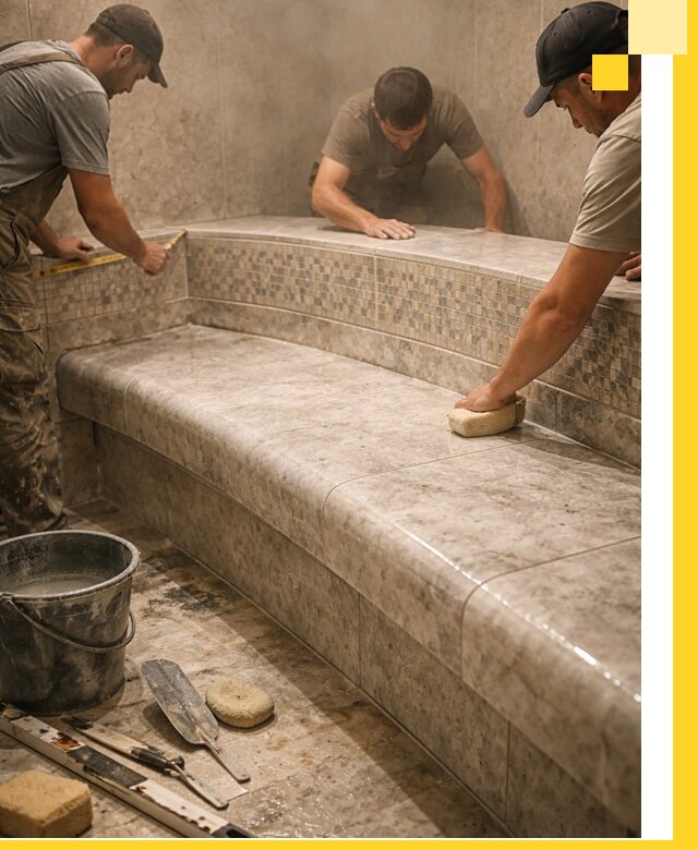 Изготовление и установка сидений для хамама в Сургуте